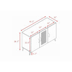 45.3W Three-Door Cabinet with Natural Rattan - N/A