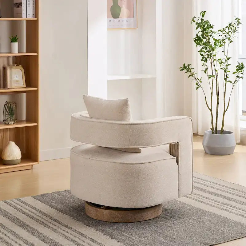 29.1W Swivel Accent Open Back Chair With Weathered Base