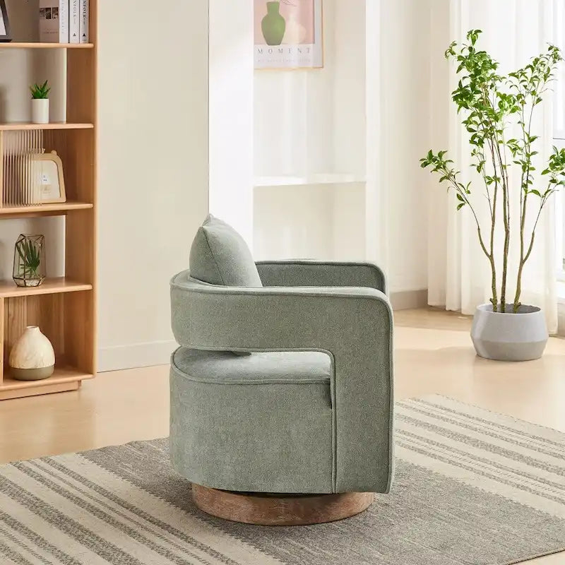 29.1W Swivel Accent Open Back Chair With Weathered Base