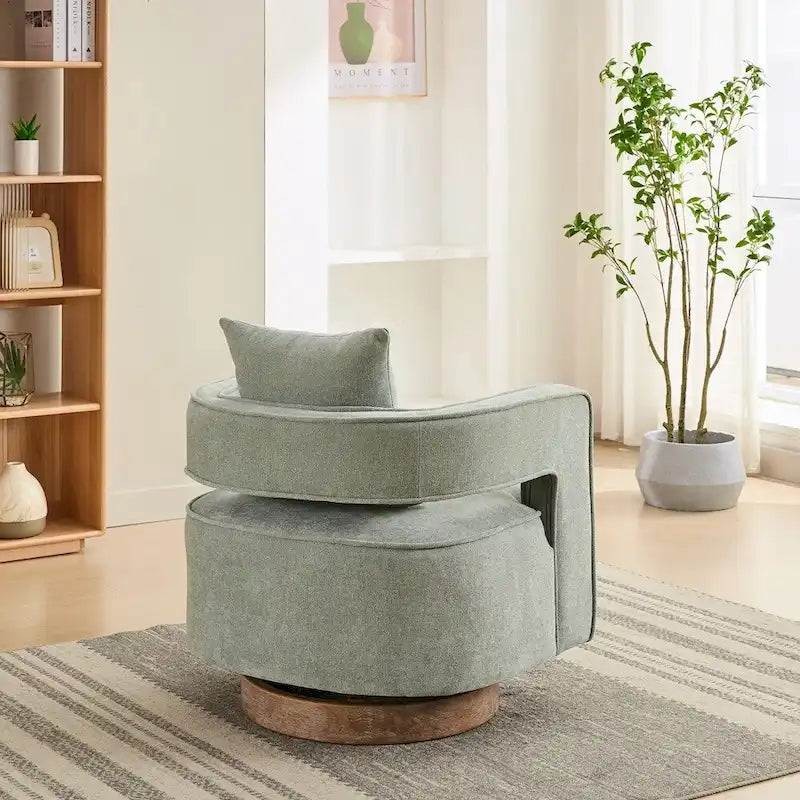 29.1W Swivel Accent Open Back Chair With Weathered Base
