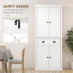 72 Kitchen Pantry, Tall Storage Cabinet, Freestanding Cupboard with Drawer, Doors and Adjustable Shelves
