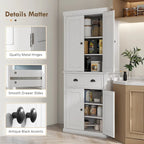 72 Kitchen Pantry, Tall Storage Cabinet, Freestanding Cupboard with Drawer, Doors and Adjustable Shelves