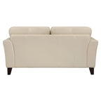 Cream Leather Loveseat with Espresso Wood Legs - 2 Seater (71")