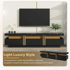 White Marble TV Stand with Gold Trim - 3 Drawer Media Console (68.8")