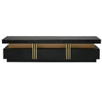 White Marble TV Stand with Gold Trim - 3 Drawer Media Console (68.8")