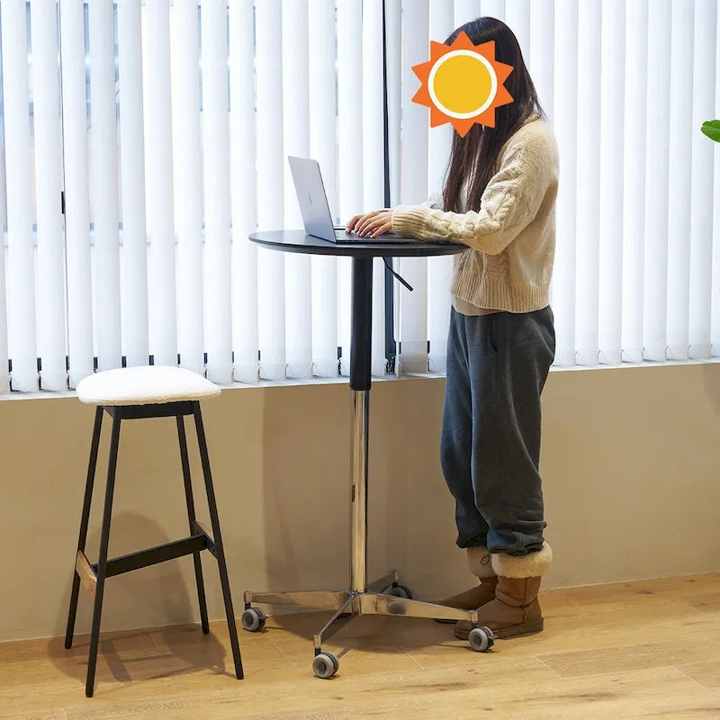 Adjustable Height Bar Table with 360° Swivel - Aluminum Base (24")