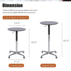 Movable Adjustable Bar Table Pub Table 360 Swivel Counter Bar Height Aluminum Star Base Movable for Stand Desk Bistro