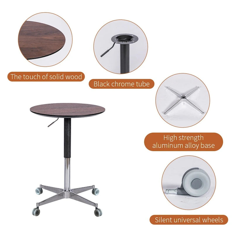 Adjustable Height Bar Table with 360° Swivel - Aluminum Base (24")
