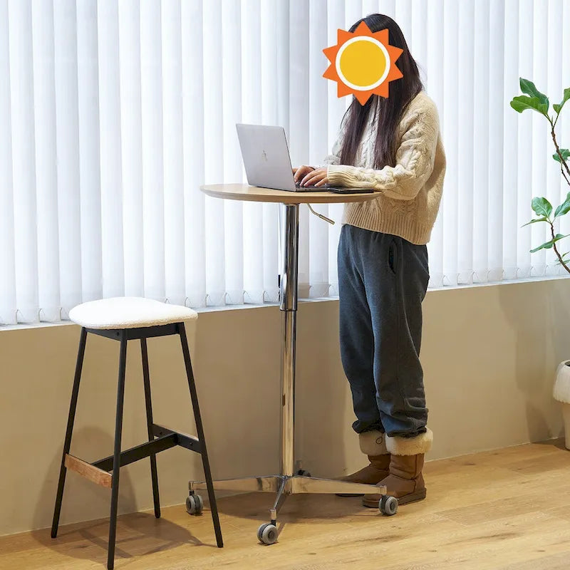 Adjustable Height Bar Table with 360° Swivel - Aluminum Base (24")