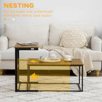 Industrial Coffee Table Set With Metal Frame & Adjustable Foot Pads