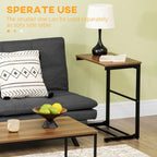 Industrial Coffee Table Set With Metal Frame & Adjustable Foot Pads