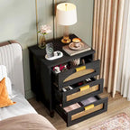 20-Inch Night Stand, 3-Drawer Wood Bedside Table Storage Cabinet for Bedroom, Green