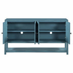 Natural Wood Console Table with Mirrored Doors - Acacia Legs