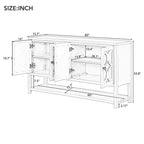 Natural Wood Console Table with Mirrored Doors - Acacia Legs