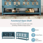 Natural Wood Console Table with Mirrored Doors - Acacia Legs