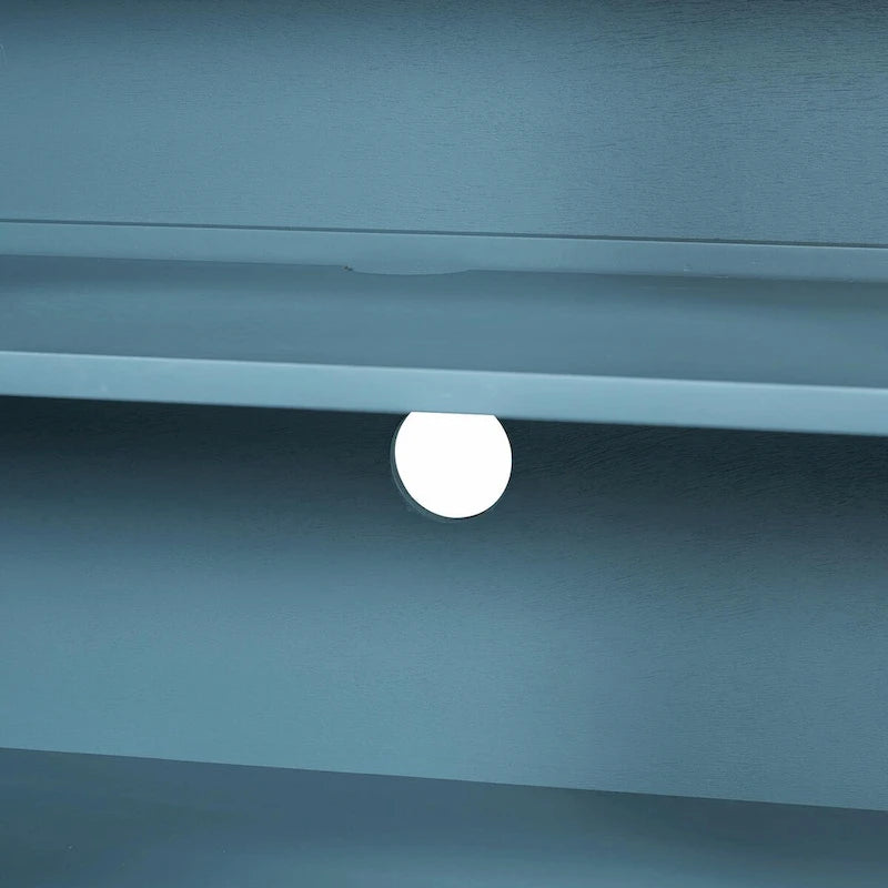 Natural Wood Console Table with Mirrored Doors - Acacia Legs