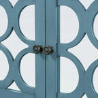 Natural Wood Console Table with Mirrored Doors - Acacia Legs