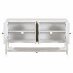 Natural Wood Console Table with Mirrored Doors - Acacia Legs