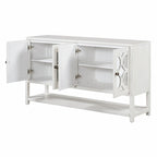 Natural Wood Console Table with Mirrored Doors - Acacia Legs
