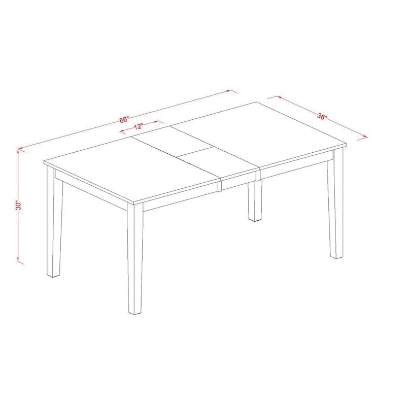 East West Furniture Nicoli Modern Dining Table - a Rectangle Kitchen Table Top with Butterfly Leaf (Finish Color Options)