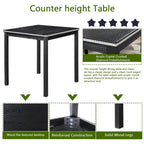 5 Piece Counter Height Table Set, Wooden Kitchen Table Set with Square Table and 4 Upholstered Chairs