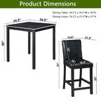 5 Piece Counter Height Table Set, Wooden Kitchen Table Set with Square Table and 4 Upholstered Chairs