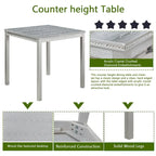 5 Piece Counter Height Table Set, Wooden Kitchen Table Set with Square Table and 4 Upholstered Chairs