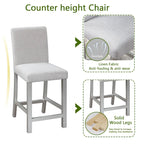 5 Piece Counter Height Table Set, Wooden Kitchen Table Set with Square Table and 4 Upholstered Chairs