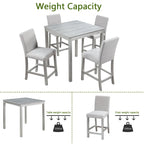 5 Piece Counter Height Table Set, Wooden Kitchen Table Set with Square Table and 4 Upholstered Chairs