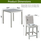 5 Piece Counter Height Table Set, Wooden Kitchen Table Set with Square Table and 4 Upholstered Chairs