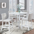 5 Piece Counter Height Table Set, Wooden Kitchen Table Set with Square Table and 4 Upholstered Chairs