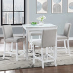 5 Piece Counter Height Table Set, Wooden Kitchen Table Set with Square Table and 4 Upholstered Chairs