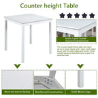 5 Piece Counter Height Table Set, Wooden Kitchen Table Set with Square Table and 4 Upholstered Chairs