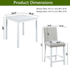 5 Piece Counter Height Table Set, Wooden Kitchen Table Set with Square Table and 4 Upholstered Chairs
