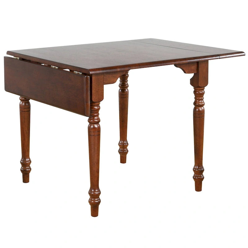 Andrews 3-Piece Solid Wood Top Distressed Chestnut Brown Dining Table Set with Expandable Drop Leaf and Napoleon Chairs