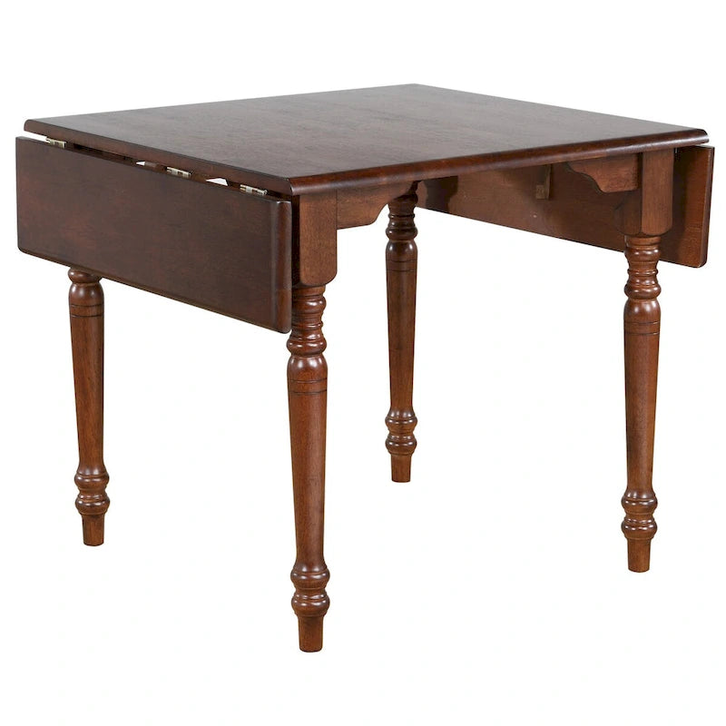 Andrews 3-Piece Solid Wood Top Distressed Chestnut Brown Dining Table Set with Expandable Drop Leaf and Napoleon Chairs