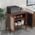 2 PCS Buffet Sideboard Wine Cabinet Cupboard with Adjustable Shelf
