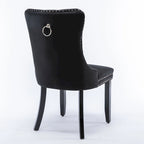 High-end Tufted Solid Wood Contemporary Velvet Upholstered Dining Chair with Wood Legs Nailhead Trim 2-Pcs Set,Gloden