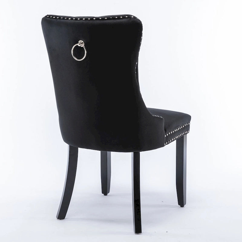 High-end Tufted Solid Wood Contemporary Velvet Upholstered Dining Chair with Wood Legs Nailhead Trim 2-Pcs Set,Gloden