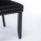High-end Tufted Solid Wood Contemporary Velvet Upholstered Dining Chair with Wood Legs Nailhead Trim 2-Pcs Set,Gloden