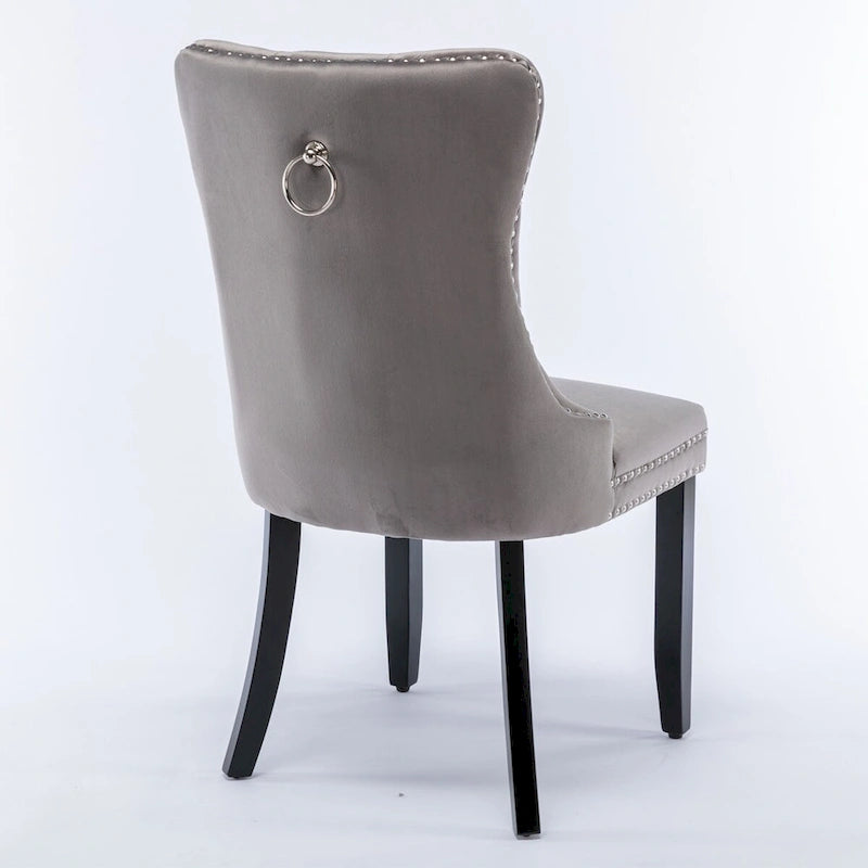 High-end Tufted Solid Wood Contemporary Velvet Upholstered Dining Chair with Wood Legs Nailhead Trim 2-Pcs Set,Gloden
