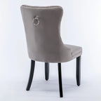 High-end Tufted Solid Wood Contemporary Velvet Upholstered Dining Chair with Wood Legs Nailhead Trim 2-Pcs Set,Gloden