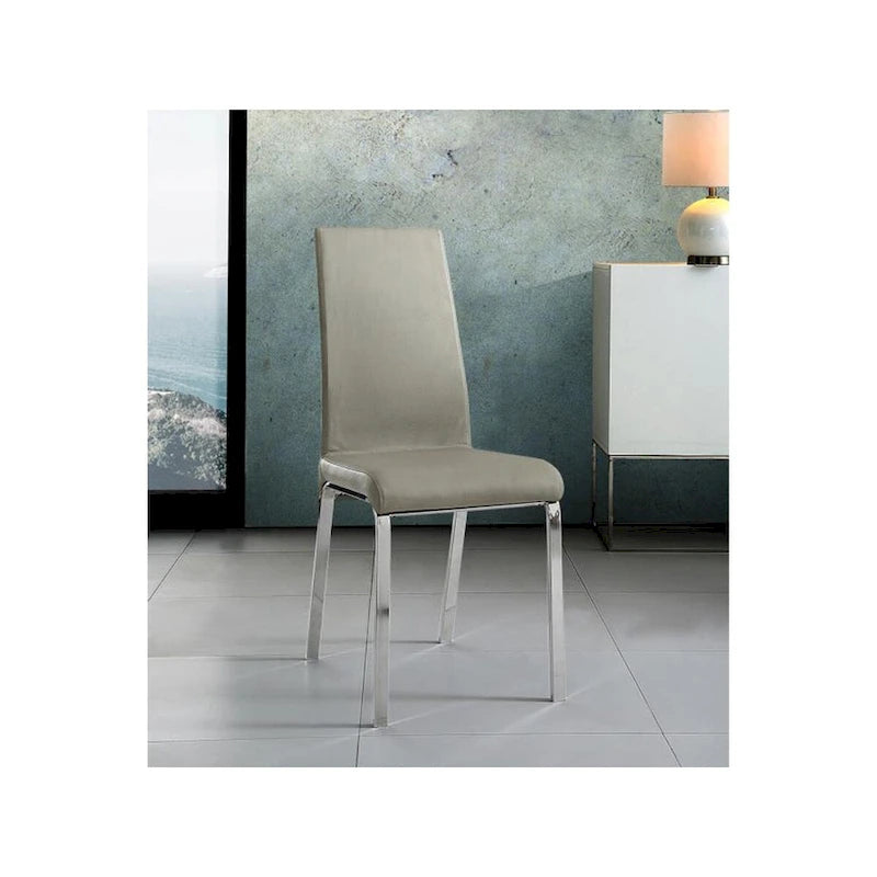Casabianca Home Loto Set of 2 Dining Chair in Taupe Top Grain Leather