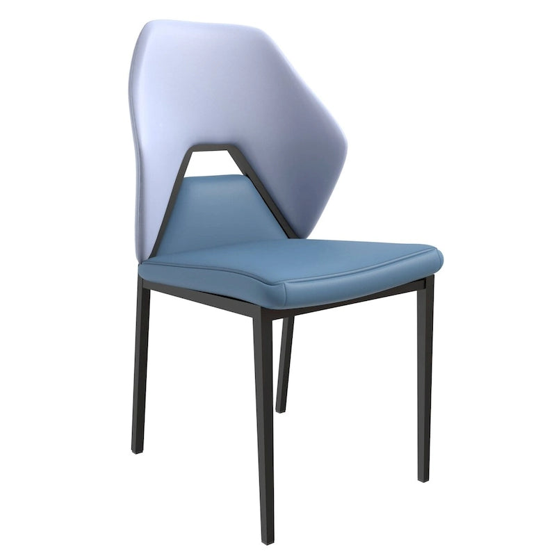 Eclat Leather Dining Chair in Black Iron Modern Upholstered Accent Kitchen Side Chair