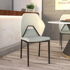 Eclat Leather Dining Chair in Black Iron Modern Upholstered Accent Kitchen Side Chair