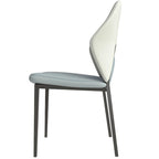 Eclat Leather Dining Chair in Black Iron Modern Upholstered Accent Kitchen Side Chair
