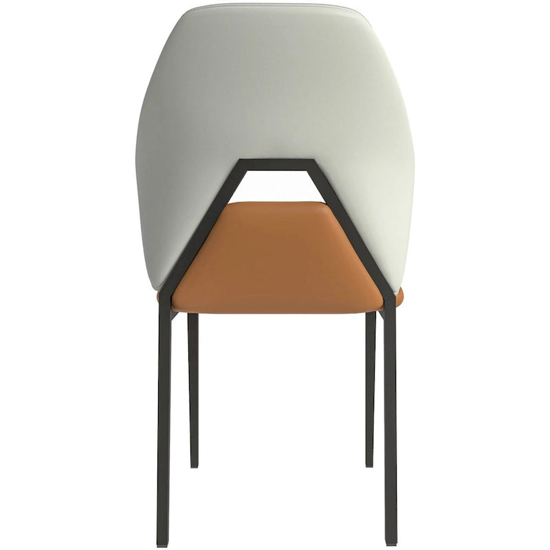 Eclat Leather Dining Chair in Black Iron Modern Upholstered Accent Kitchen Side Chair