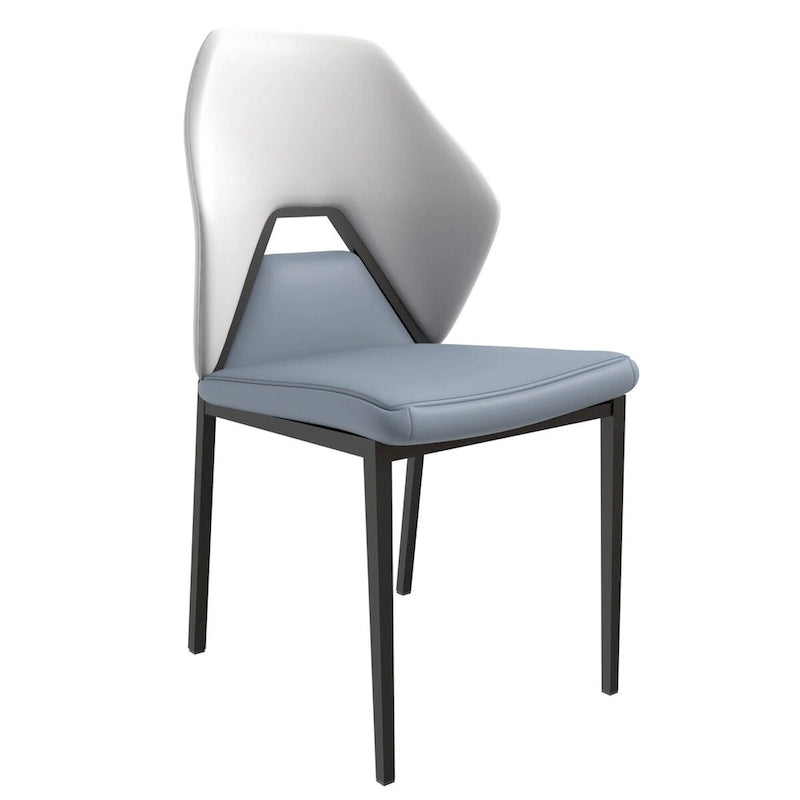 Eclat Leather Dining Chair in Black Iron Modern Upholstered Accent Kitchen Side Chair