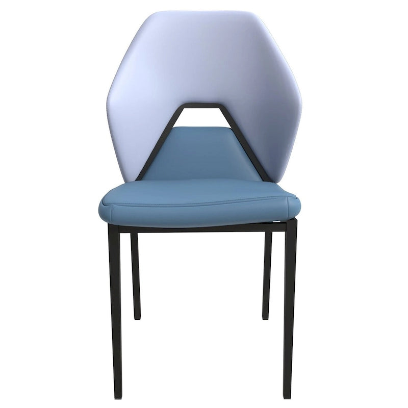 Eclat Leather Dining Chair in Black Iron Modern Upholstered Accent Kitchen Side Chair