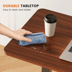 Adjustable Mobile L-Shaped Desk with Lockable Casters - White/Brown